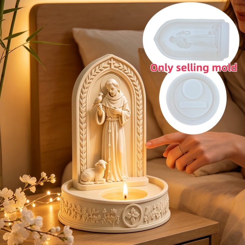 Ceramic Candle Vessel - Jesus Shepherd Candle Cup Resin Silicone