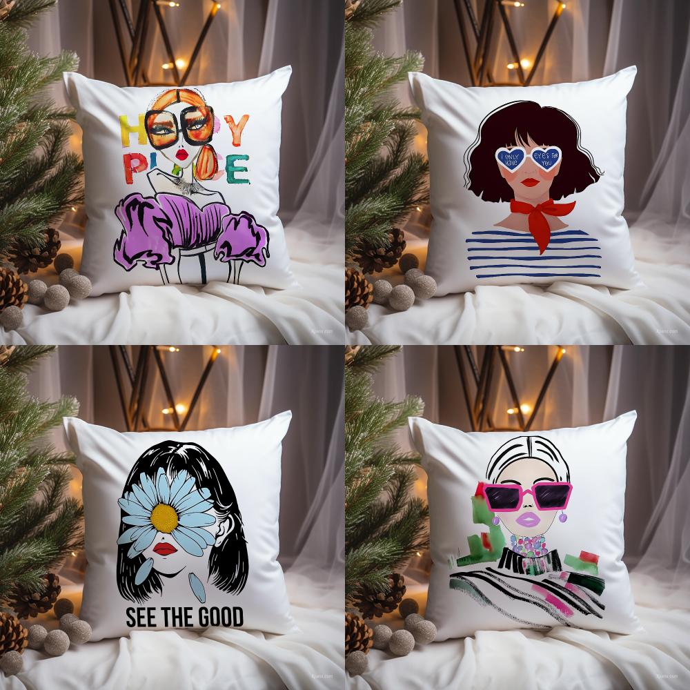 Chic Lady Illustration Cushion - Interior Design Illustration recension och pris