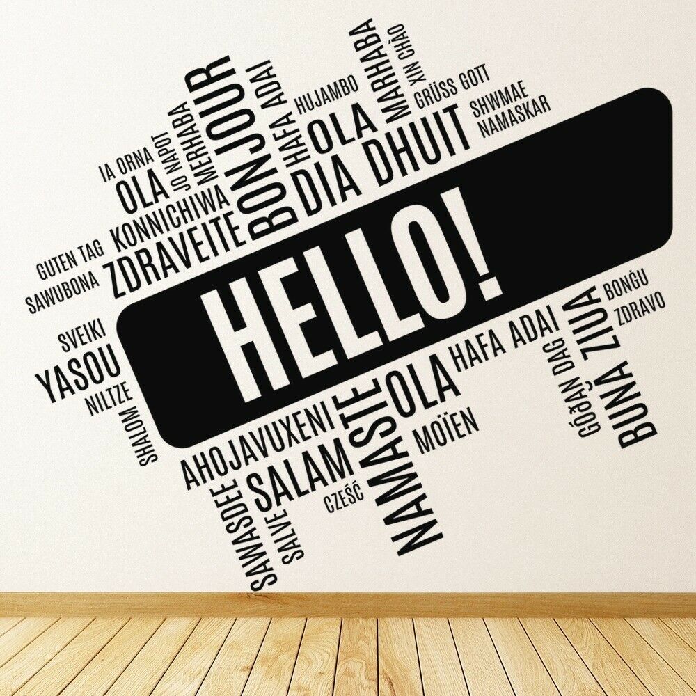 Hello Foreign Language Wall De - Interior Design Language recension och pris