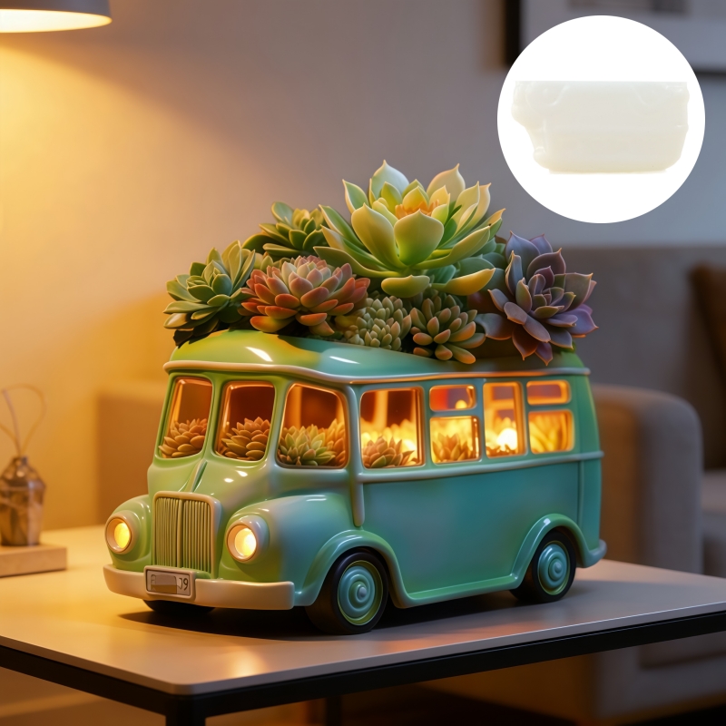 Bus succulent plant flowerpot  - Ceramic Candle Vessel recension och pris