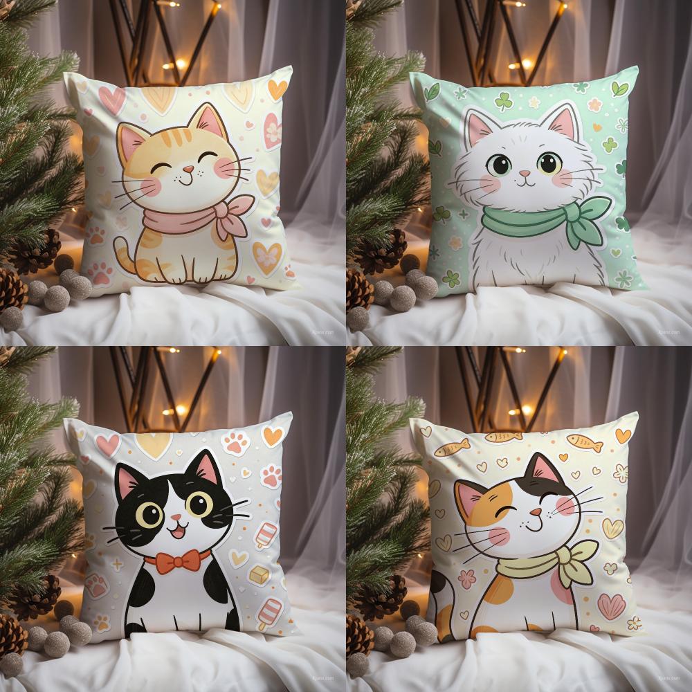 Cute Cat Illustration Cushion  - Interior Design Illustration recension och pris