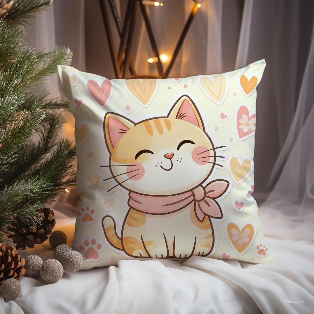 Cute Cat Illustration Cushion  - Interior Design Illustration recension och pris