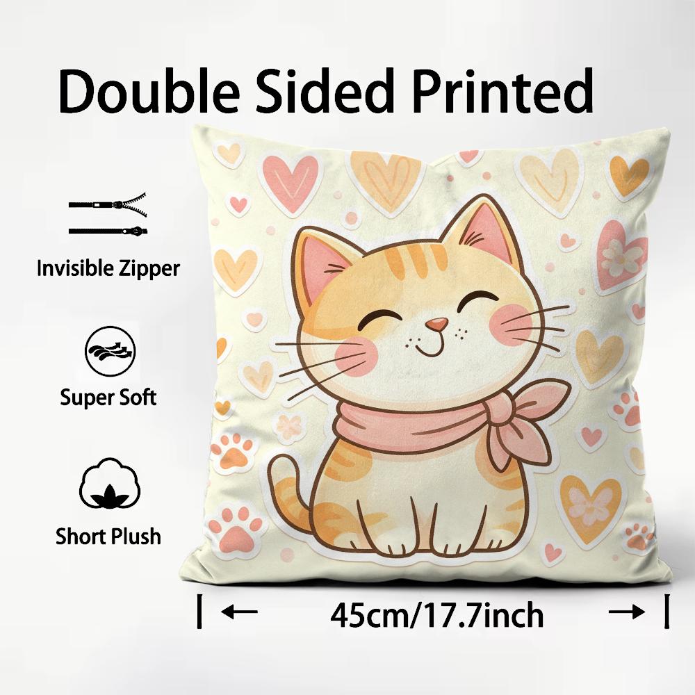 Cute Cat Illustration Cushion  - Interior Design Illustration recension och pris