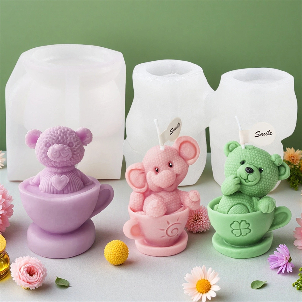 Teddy Bear in Cup Silicone Mol - Ceramic Candle Vessel recension och pris